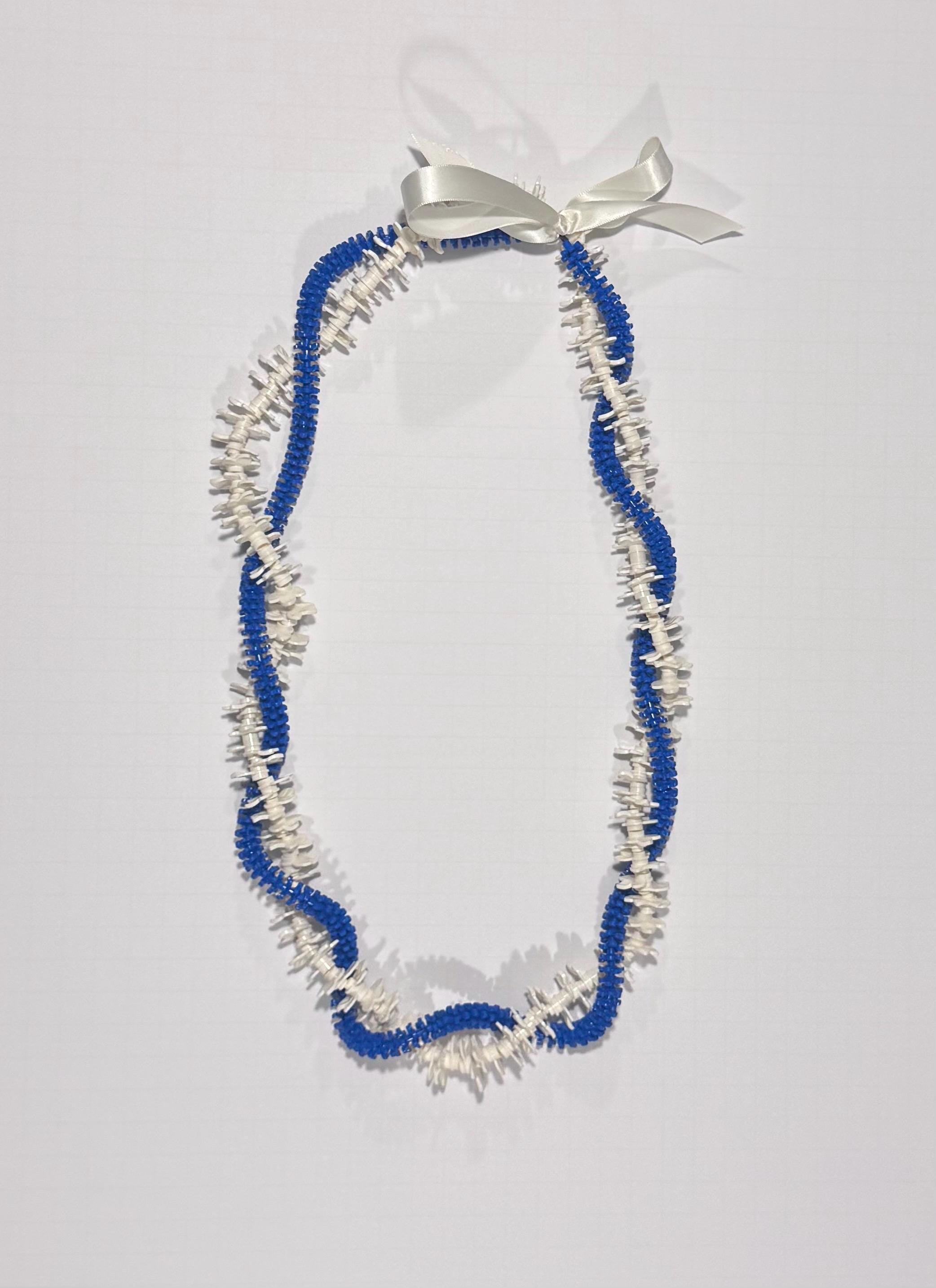 White Royal Blue Graduation Lei | Kailua High School Lei | Forever Lei Hawaii | Handmade White Blue Lei | LEGO Flower Lei | Class of 2026