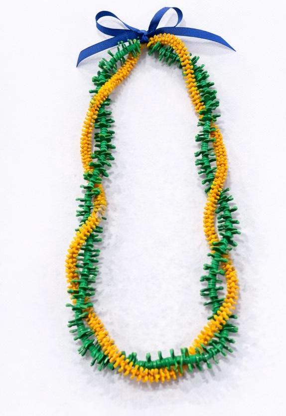 ʻIlima & Maile Inspired Forever Lei | Green Yellow Hawaiian Graduation Keepsake