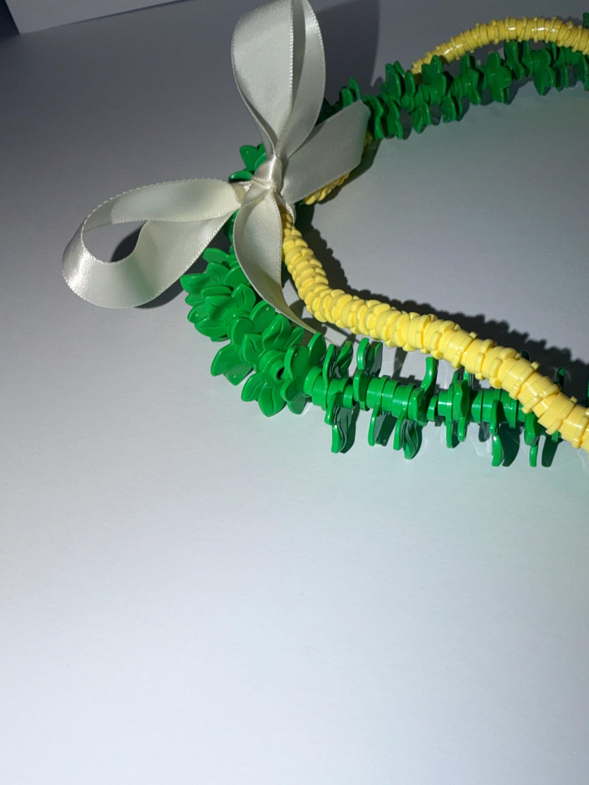 Green & Yellow Graduation Lei | Hawaiian Inspired Forever Lei | Lego Lei | Class of 2026 Gift | School Spirit Lei