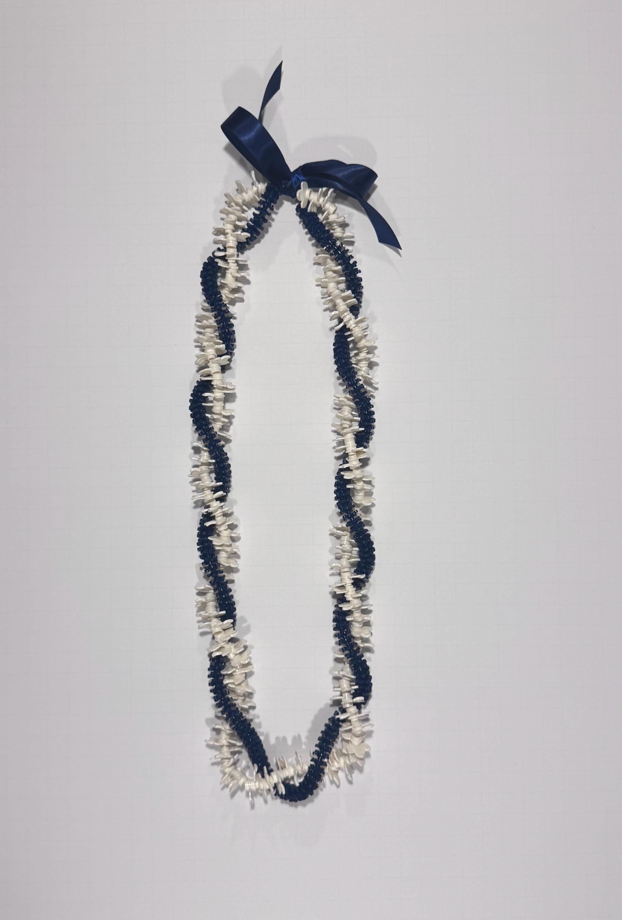 Navy Blue White Graduation Lei | Forever Lei Hawaii | LEGO Flower Lei | Graduation Lei | Kamehameha School Inspired  Lei | Class of 2026