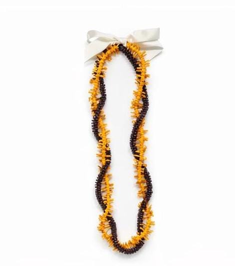 Mililani Graduation Lei Yellow Brown | Forever Lei Hawaii | LEGO Flower Lei | Class of 2026 Graduation Gift | Handmade Keepsake Lei | Hawaii
