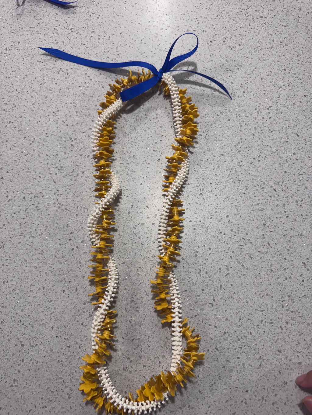 Handmade Gold and White Hawaiian Graduation Lei | Keepsake Island Style Celebration Necklace