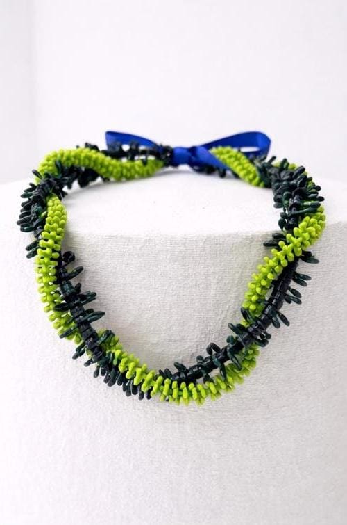 Green Forever Lei | Hawaiian Graduation Keepsake Necklace | Lime Dark Spiral Design
