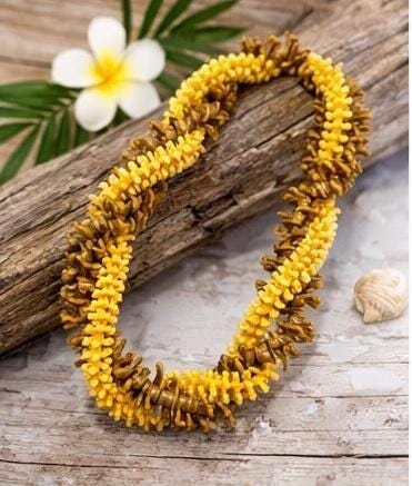 Handmade Hawaiian Graduation Lei | Gold Yellow Keepsake Island Celebration Lightweight Lei