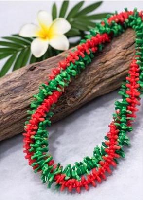 Heʻe & Ti Leaf Inspired Forever Lei | Red Green Hawaiian Graduation Keepsake