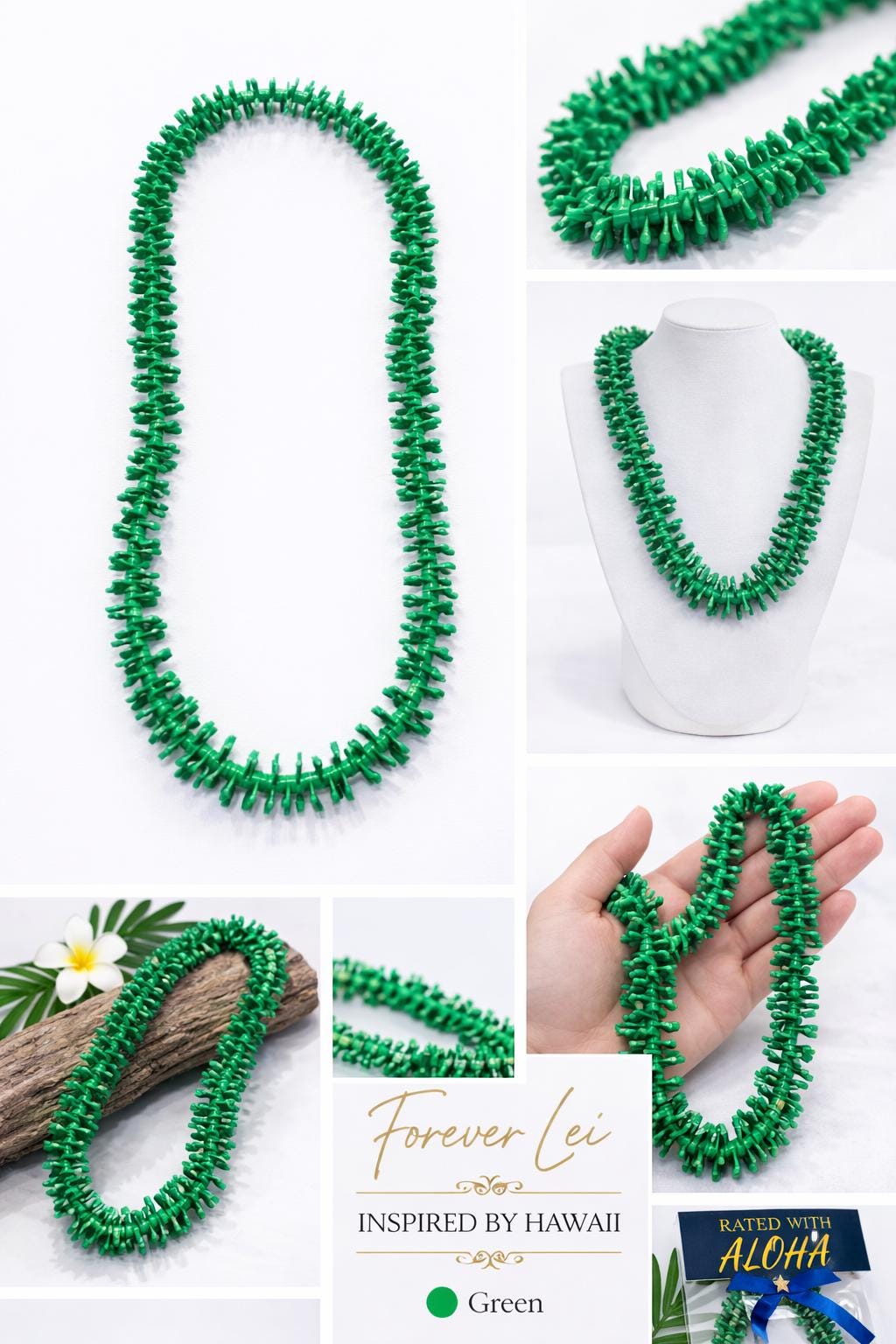 Green Forever Lei | Hawaiian Graduation Keepsake | Island Style Celebration Necklace