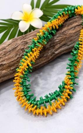 ʻIlima & Maile Inspired Forever Lei | Green Yellow Hawaiian Graduation Keepsake