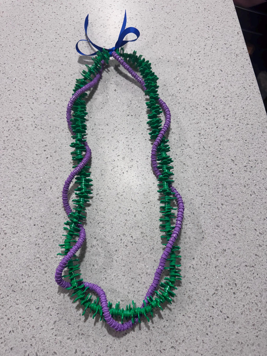 Handmade Hawaiian Lei | Crown Flower, Pakalana Inspired, Lavender Purple Green