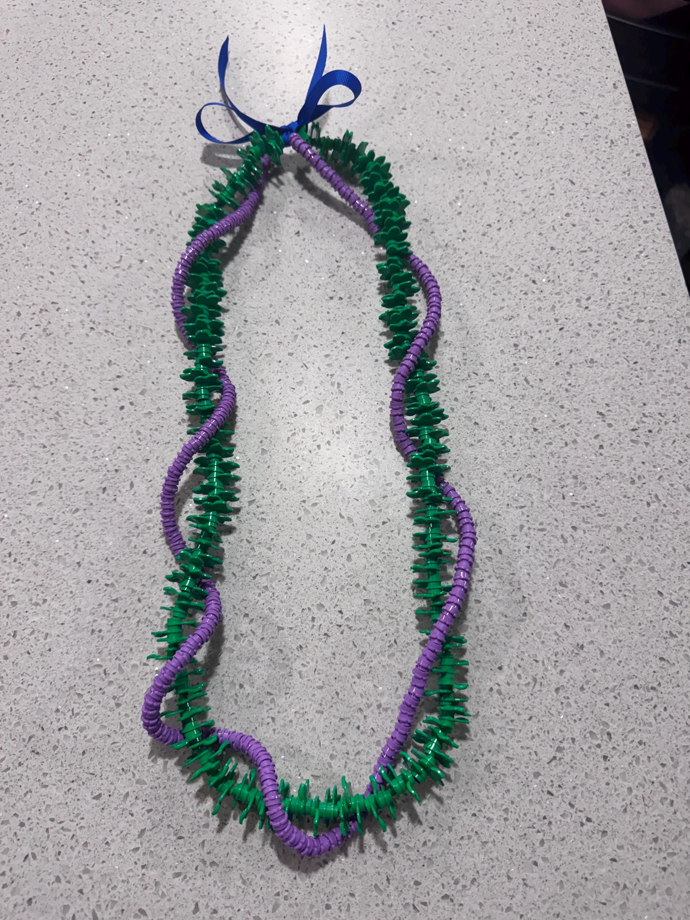 Handmade Hawaiian Lei | Crown Flower, Pakalana Inspired, Lavender Purple Green