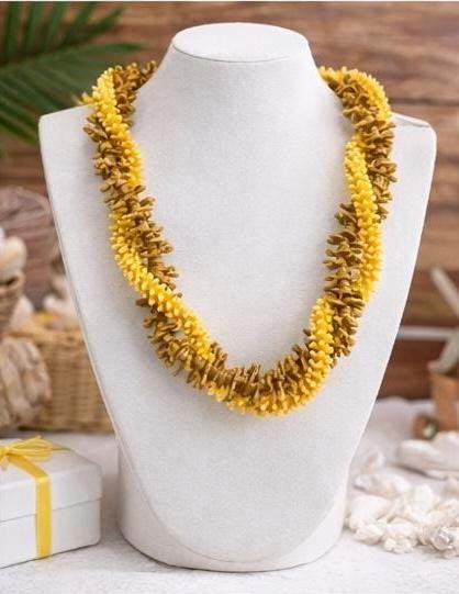 Handmade Hawaiian Graduation Lei | Gold Yellow Keepsake Island Celebration Lightweight Lei